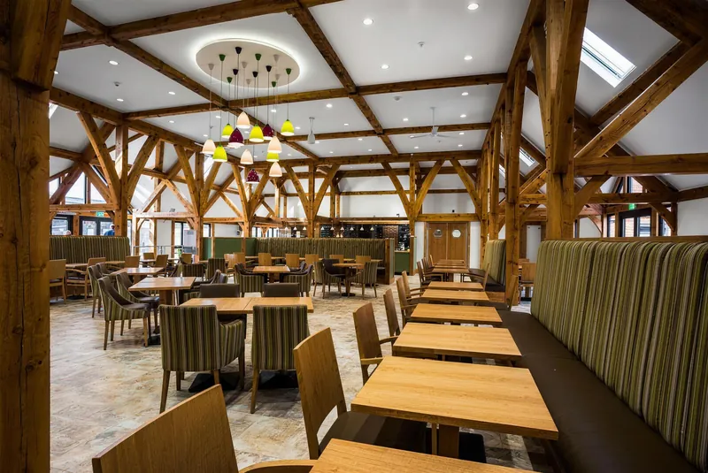 Oak-framed coffee shop at South Downs Garden Centre, built by Jurial as main contractor